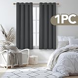 Deconovo Ring Top Blackout Curtain 52x63 Dark Grey 1 Panel Eyelet view 3