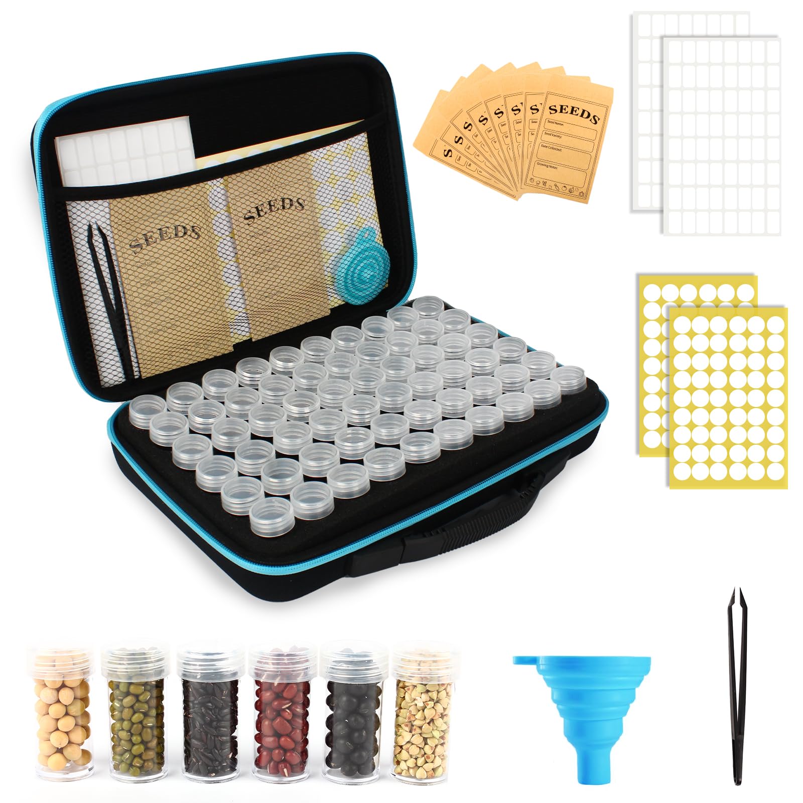 Photo 1 of 60 Slots Seed Storage Organizer with 20 Envelopes Portable Sturdy Seeds Container Box Airtight Garden Seed Saver Saving Kit (small-60 Slots)