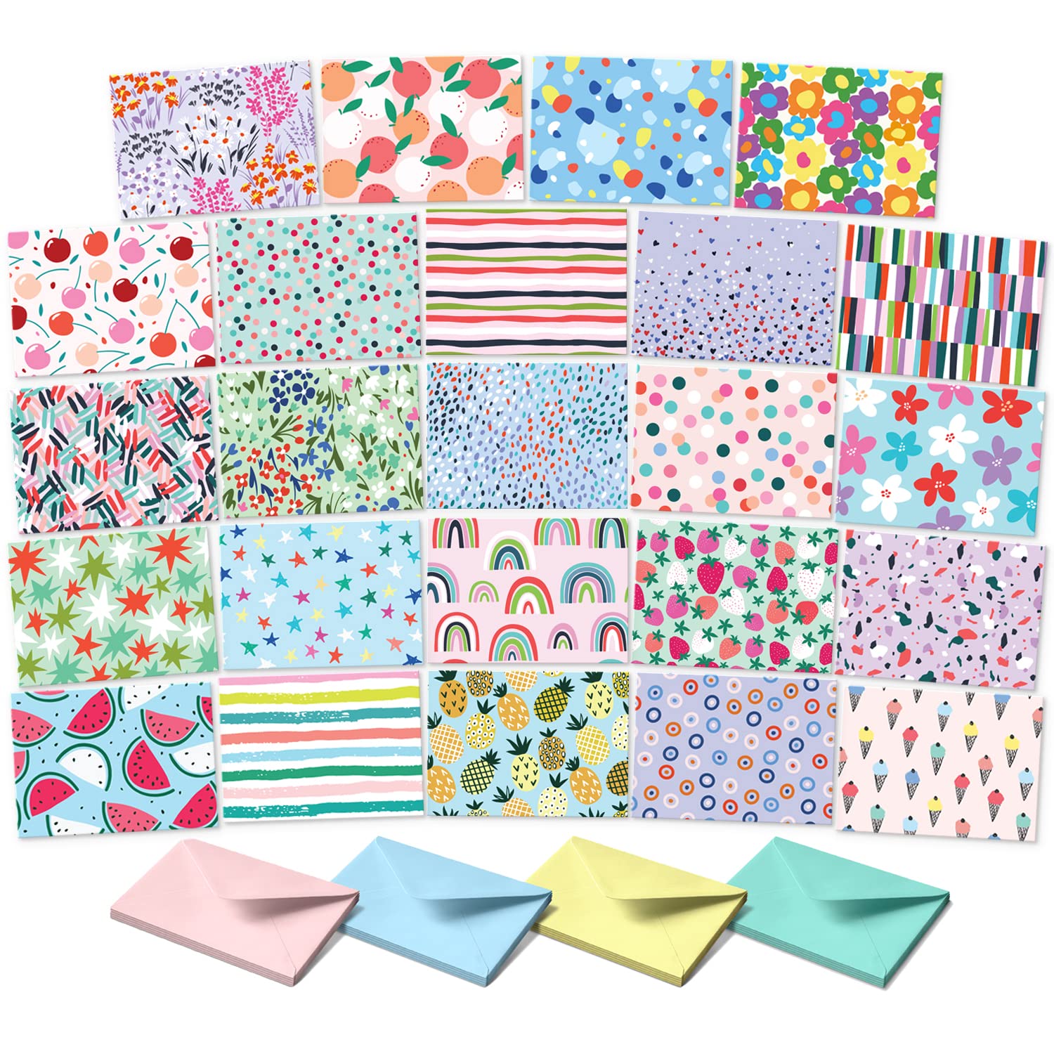 S&O Blank Cards for All Occasions in One Box Set - Blank Notecards with Envelopes for Handwritten Messages - All Occasion Tags Assortment Box with Covers - 24 Vibrant Letter Slips and Envelopes Pack