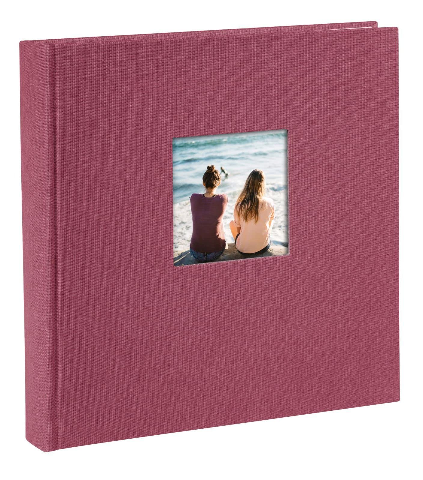 goldbuch Bella Vista Photo Album with Picture Cut-Out, linen, fuchsia, 25x25 cm