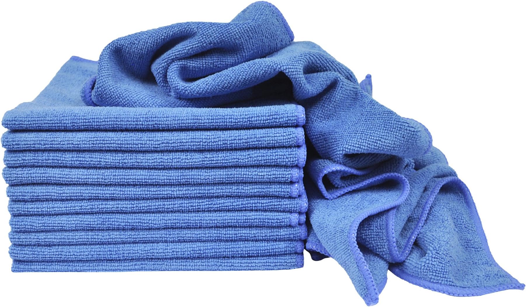 EurowUtility 240 GSM Terry Weave Microfiber Cleaning Towels for Home, Auto, Boat, RV, Garage, Shop, Streak-Free, Scratch-Free, Reusable, Multi-Surface, Ultra Absorbent, 16x16 Inch, 12-Pack, Blue