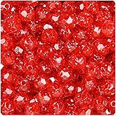 BeadTin Ruby Sparkle 8mm Faceted Round Plastic Craft Beads (450pcs)