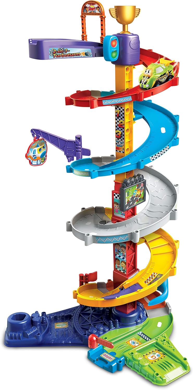 VTech 80-535004 TUT Baby Speedster 2-in-1 Turbo Tower Baby Toy, Racetrack, Parking Garage, Car, Colourful, Groot