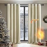 Deconovo Eyelet Curtains Thermal Insulated Room Darkening Beige 42x63 2 Panels view 2