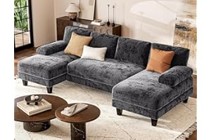 Txtin's U Shaped Sectional Couches for Living Room, 111 Inch Modular Sofa with Double Chaise, Large Lounge Couch for Apartment,Grey