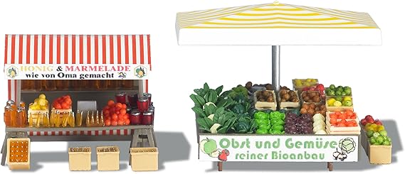 Busch 1071 - Puesto de mercadillo de Frutas y Verduras [Importado de Alemania]: Amazon.es: Juguetes y juegos
