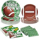 OuMuaMua 200PCS Football Party Plates and Napkins Tableware Set, Disposable Football Theme Paper Plates & Napkins Dinnerware for Sports Game Day Birthday Party Supplies Favors, Serve 50 Guests