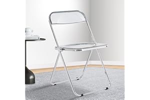 Dolonm Transparent Acrylic Folding Chair with Steel Chrome Frame, Acrylic Chair for Multiple Application, Modern Clear Chair for Living Room, Dining Room, Bedroom, Game Room, Grey(Set of 1)