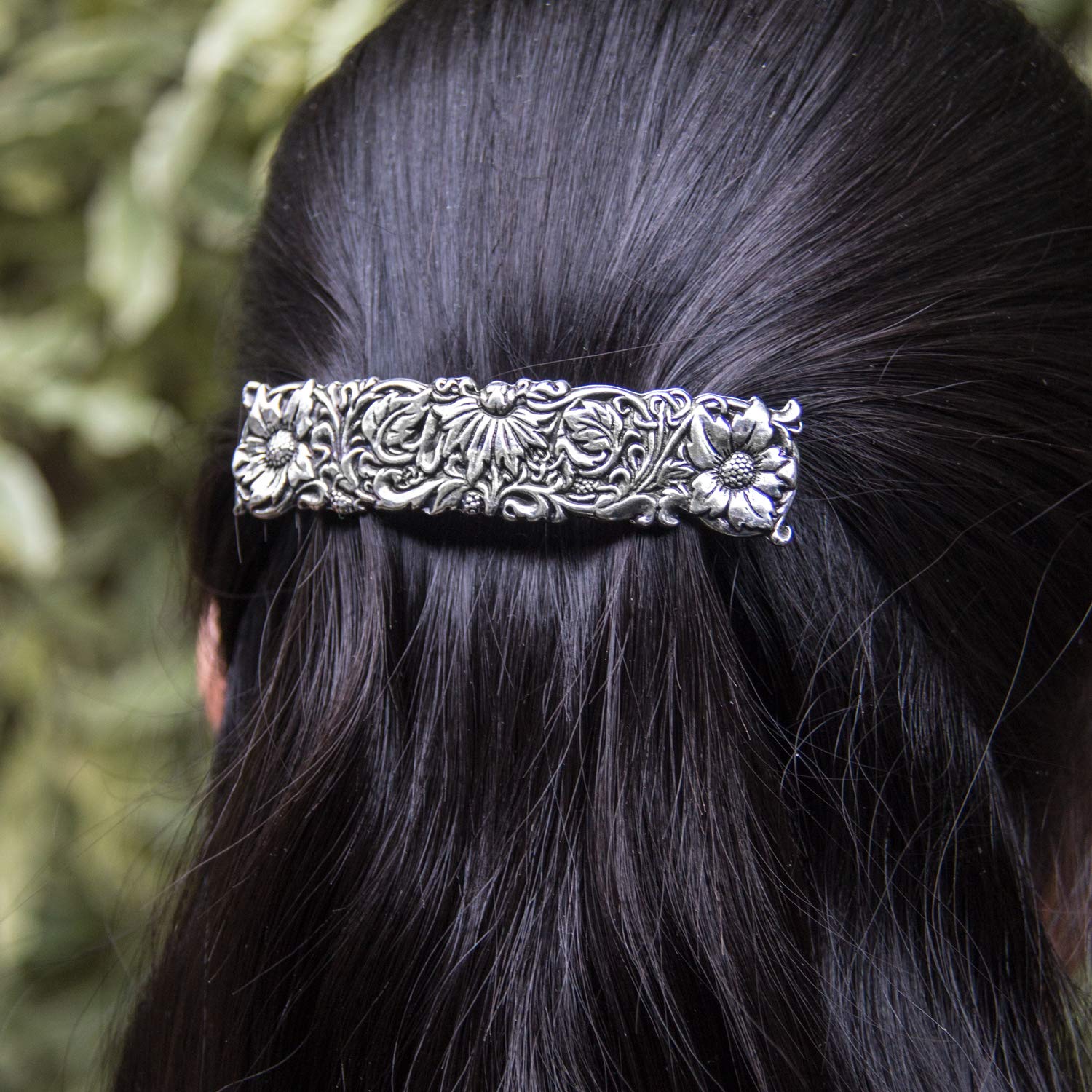 Wildflower Hair Clip, Medium Hand Crafted Metal Barrette Made in the USA with a 70mm Imported French Clip by Oberon Design : Beauty