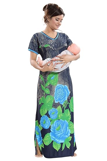 Women's Beautiful Flower Print Feeding/Maternity/Nursing Nighty/Nightwear.