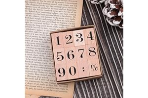 Dizdkizd 12 Pieces Wooden Rubber Stamps, Small Number 0-9 Decorative Multipurpose Wood Mounted Rubber Stamp Set for DIY Craft, Letters Diary and Craft Scrapbooking