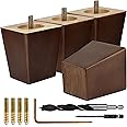 Airy Abode Walnut Brown Square Furniture Legs Set of 4 - Pick Your Size and Color