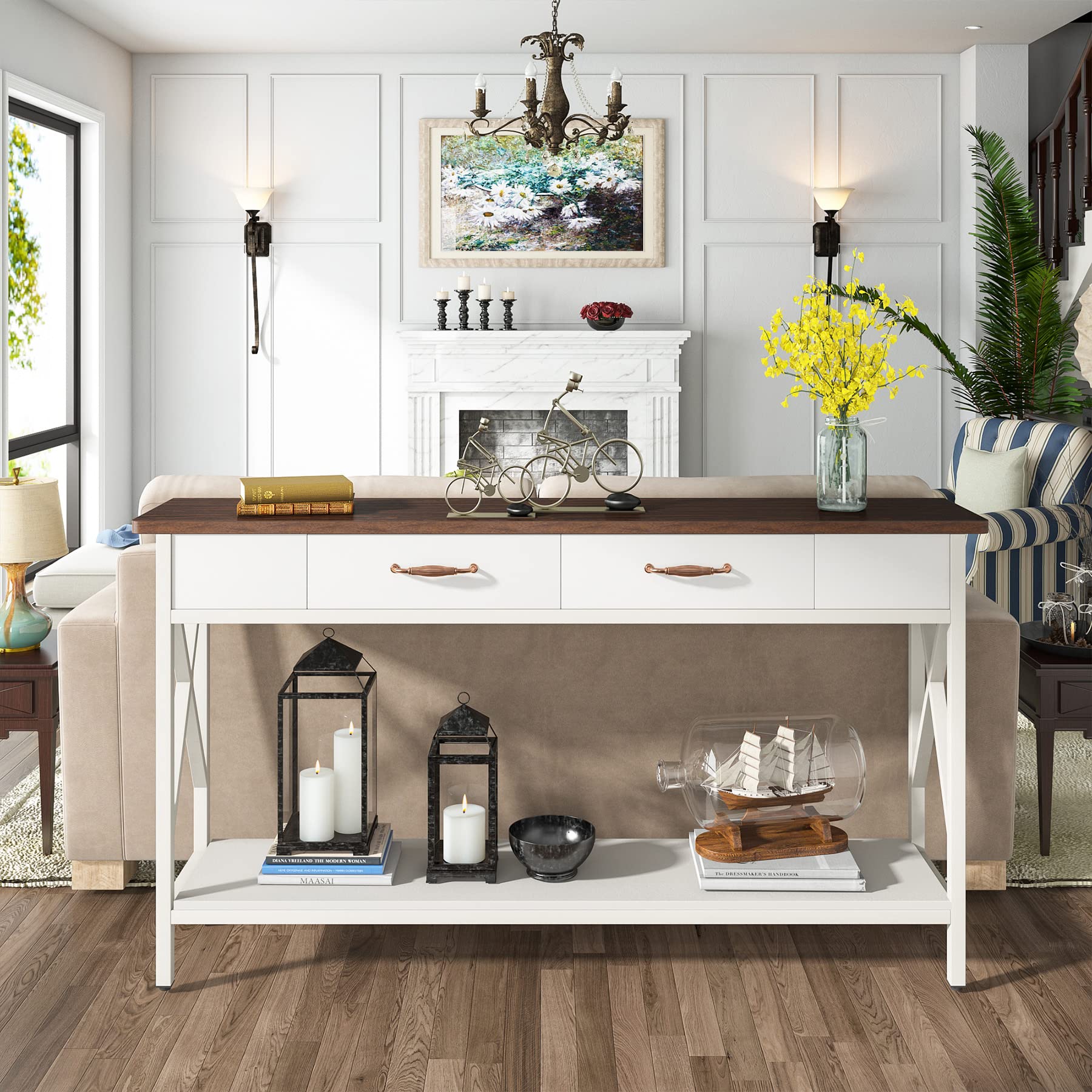 Mua Tribesigns Sofa Table with 2-Drawers, 70.9 Inch Extra Long Console ...