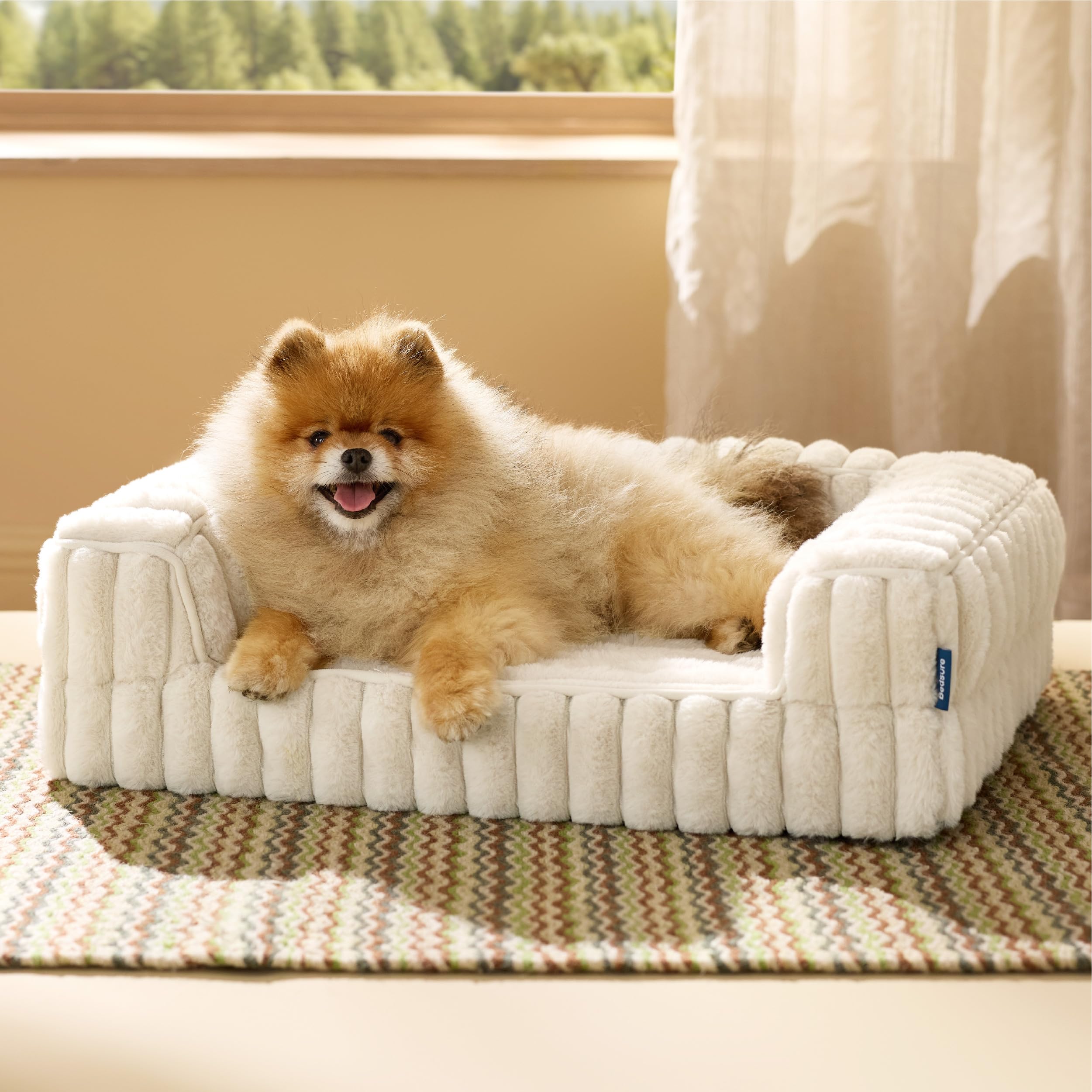 Photo 1 of Bedsure Orthopedic Dog Bed for Small Dogs, Waterproof Memory Foam Small Pet Beds with Sides, Non-Slip Bottom and Egg-Crate Foam Medium Dog Couch Sofa with Washable Removable Corduroy Cover, Cream
