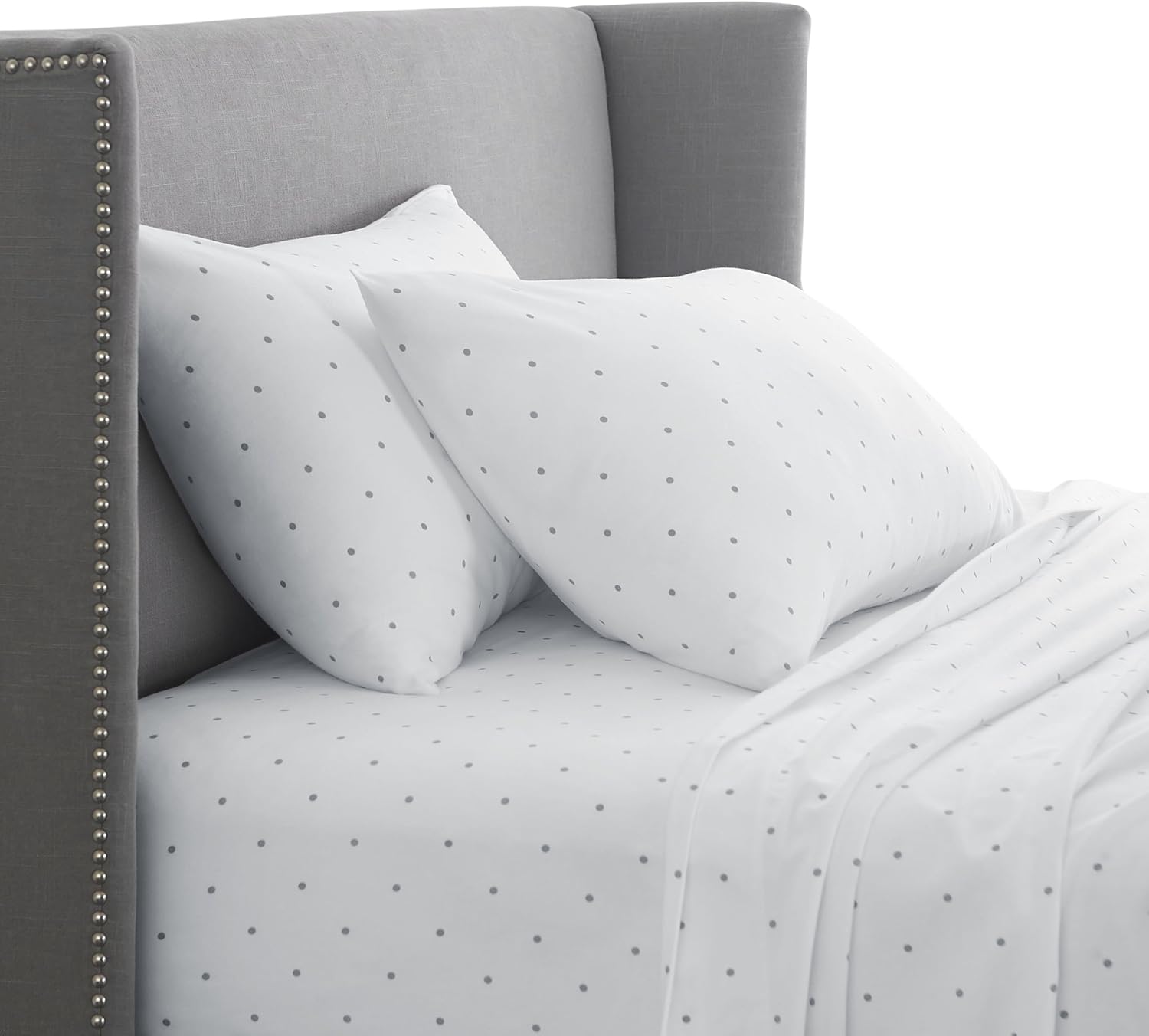 Pinzon 170 Gram Flannel Cotton Bed Sheet Set, Queen, Grey Dot: Home & Kitchen