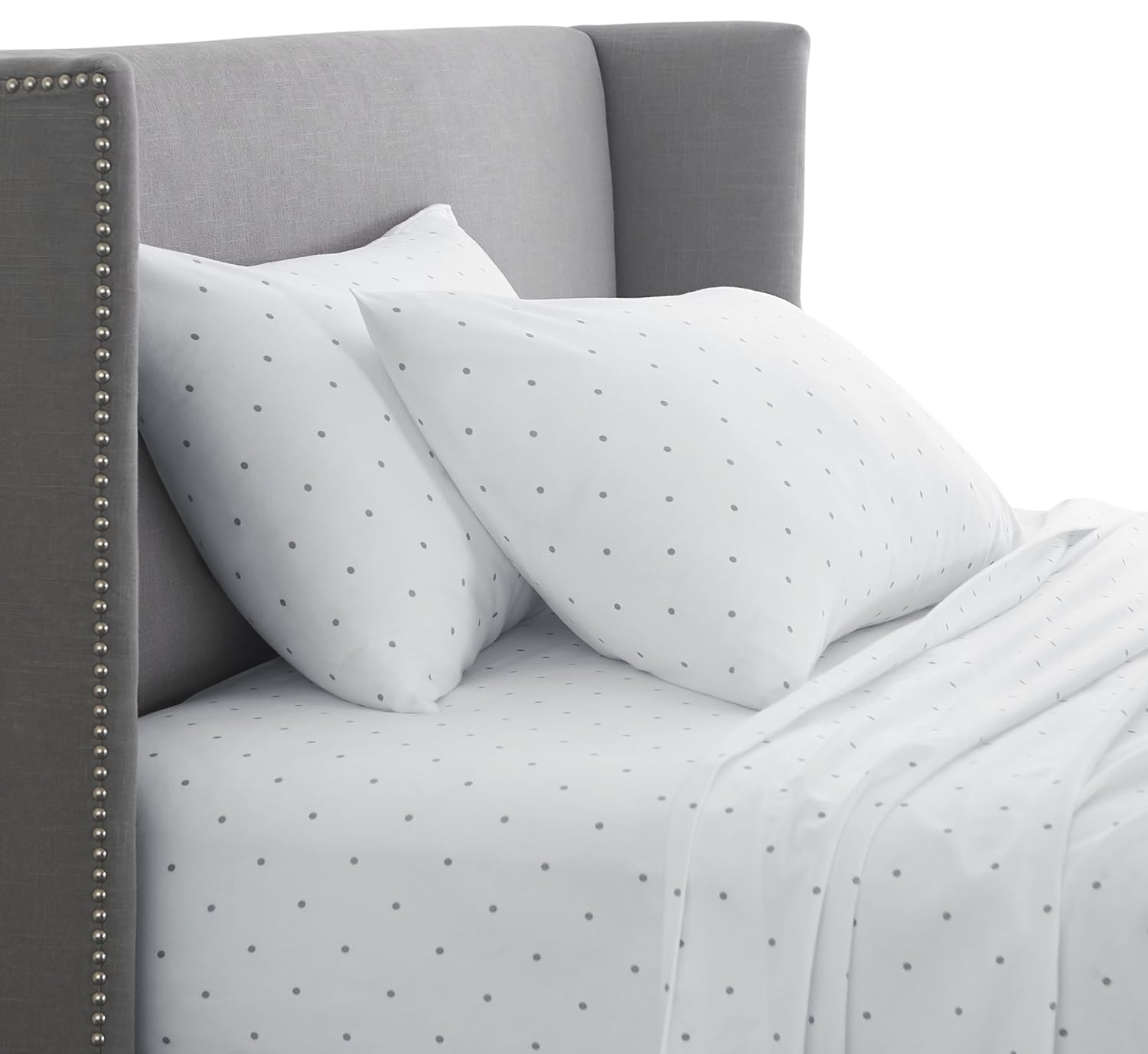 Pinzon 170 Gram Flannel Sheet Set - Queen, Grey Dot