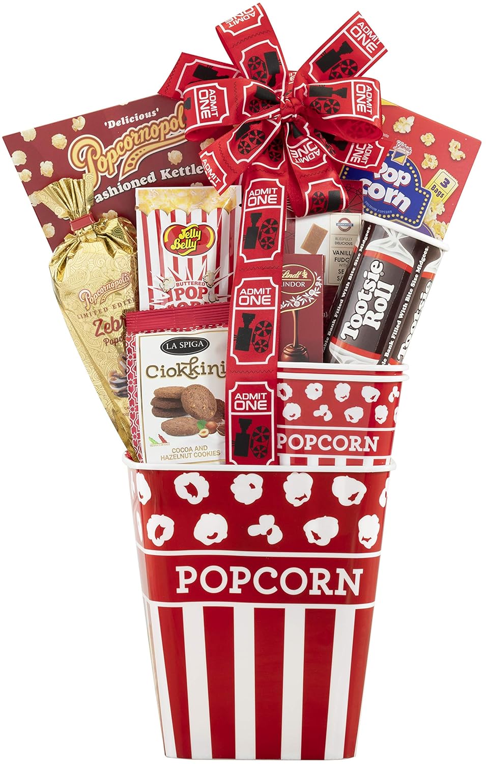 Movie Night Gift Basket- The Movie Night Popcorn & Candy Gift Basket by Wine Country Gift Baskets Filled with Goodies Reusable Nostalgic Popcorn Tub Small Tub For Sharing