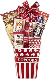 Movie Night Gift Basket- The Movie Night Popcorn & Candy Gift Basket by Wine Country Gift Baskets Filled with Goodies Reusable Nostalgic Popcorn Tub Small Tub For Sharing