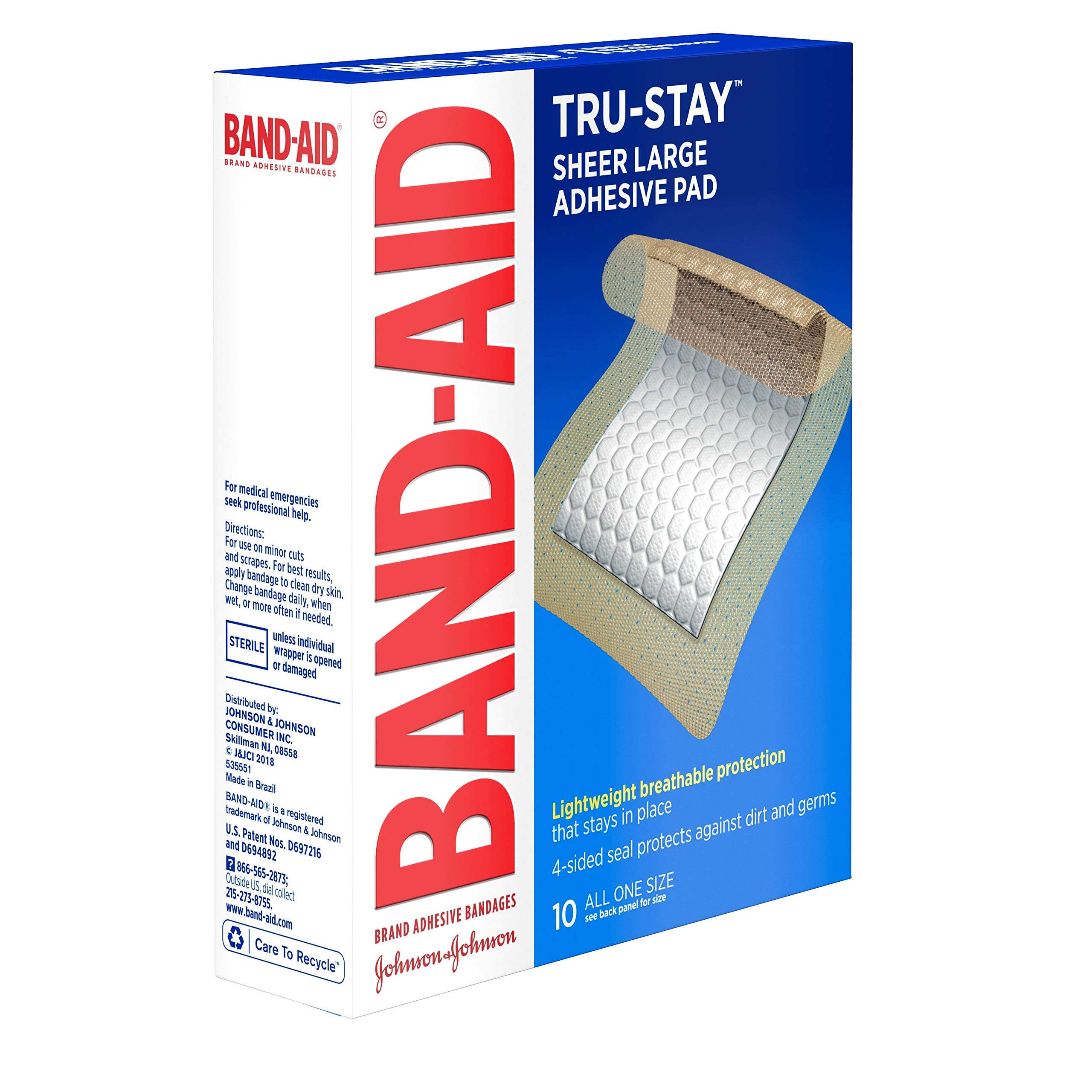 Galleon BandAid Brand TruStay Adhesive Pads, Large Sterile Bandages