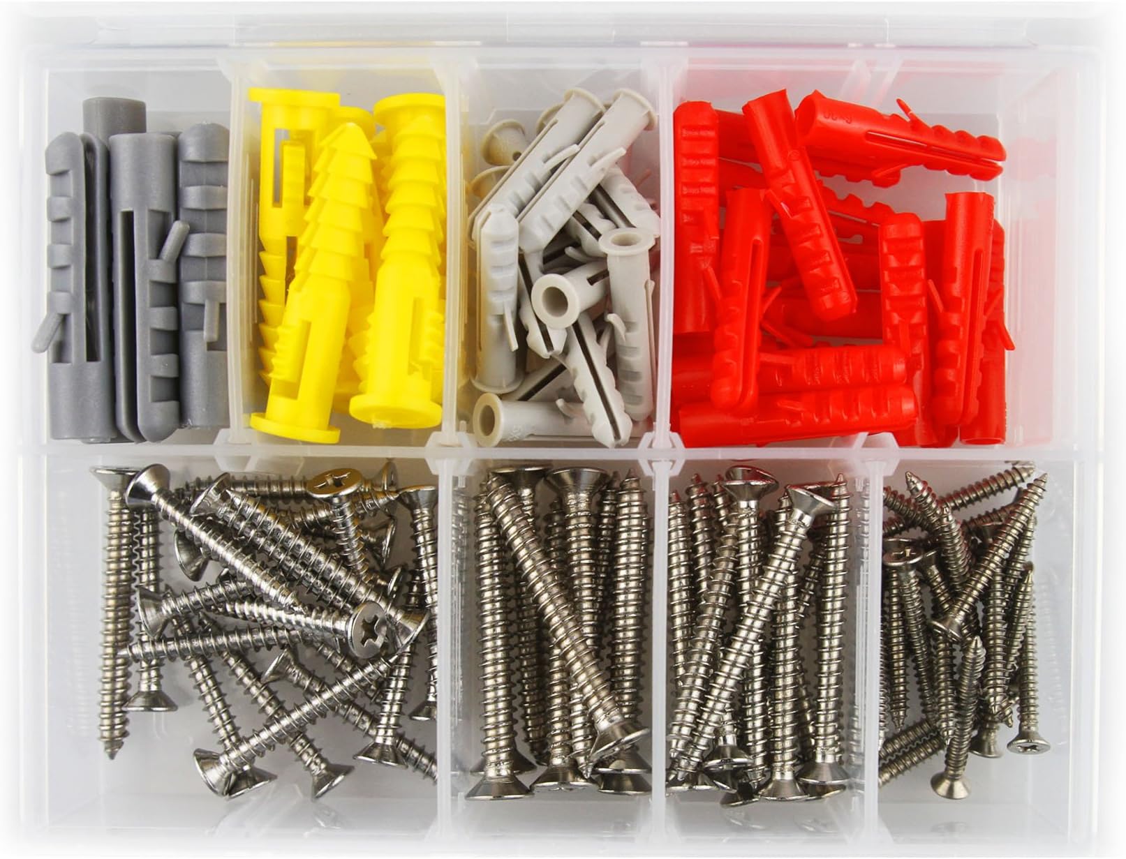 Molly Bolts, Self Drilling Drywall Anchors Stainless Steel Screw Assortment, Heavy Duty Drywall Anchors with Screws, sheetrock Anchors (110 pcs Plastic Wall Anchors and Screws)
