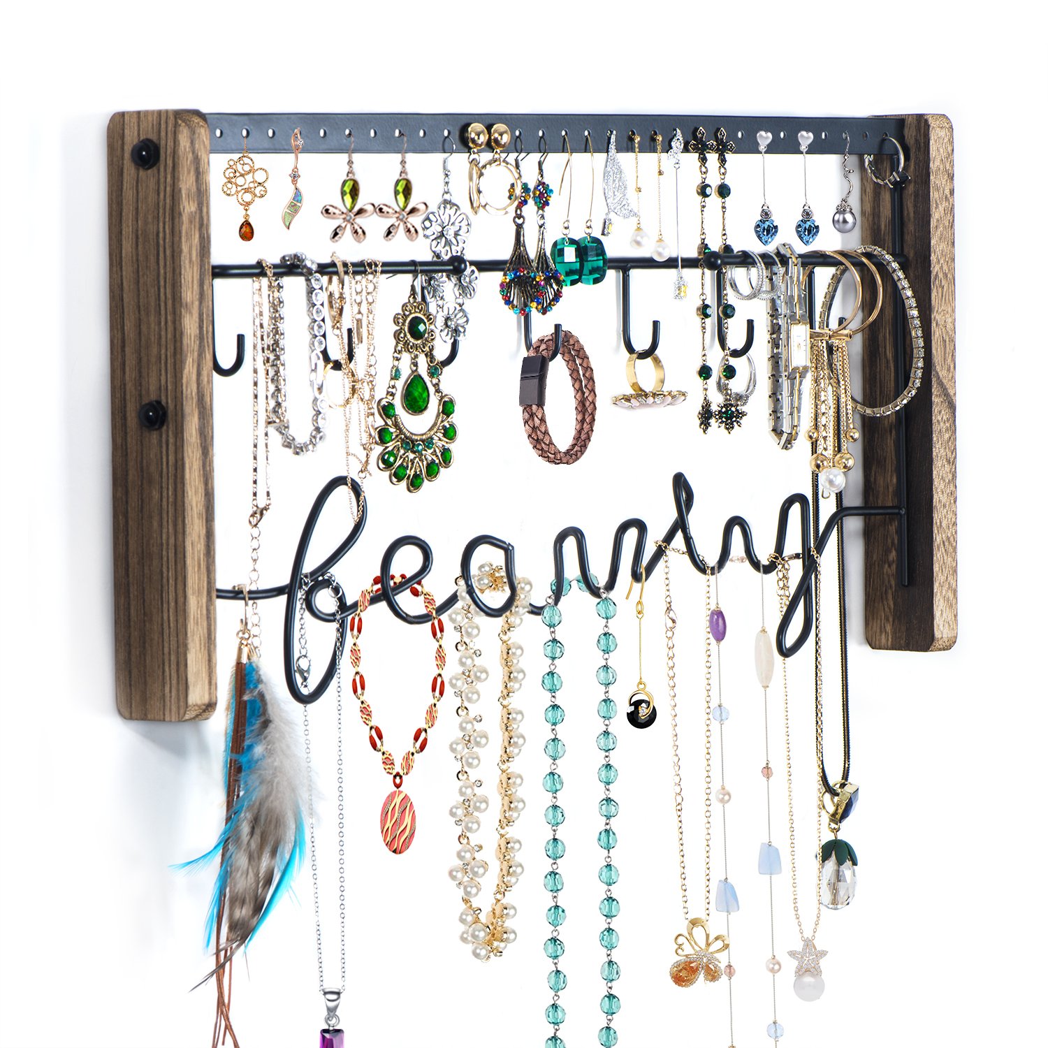 Love Kankei Jewelry Organizer Wall Mount Black Metal Rustic