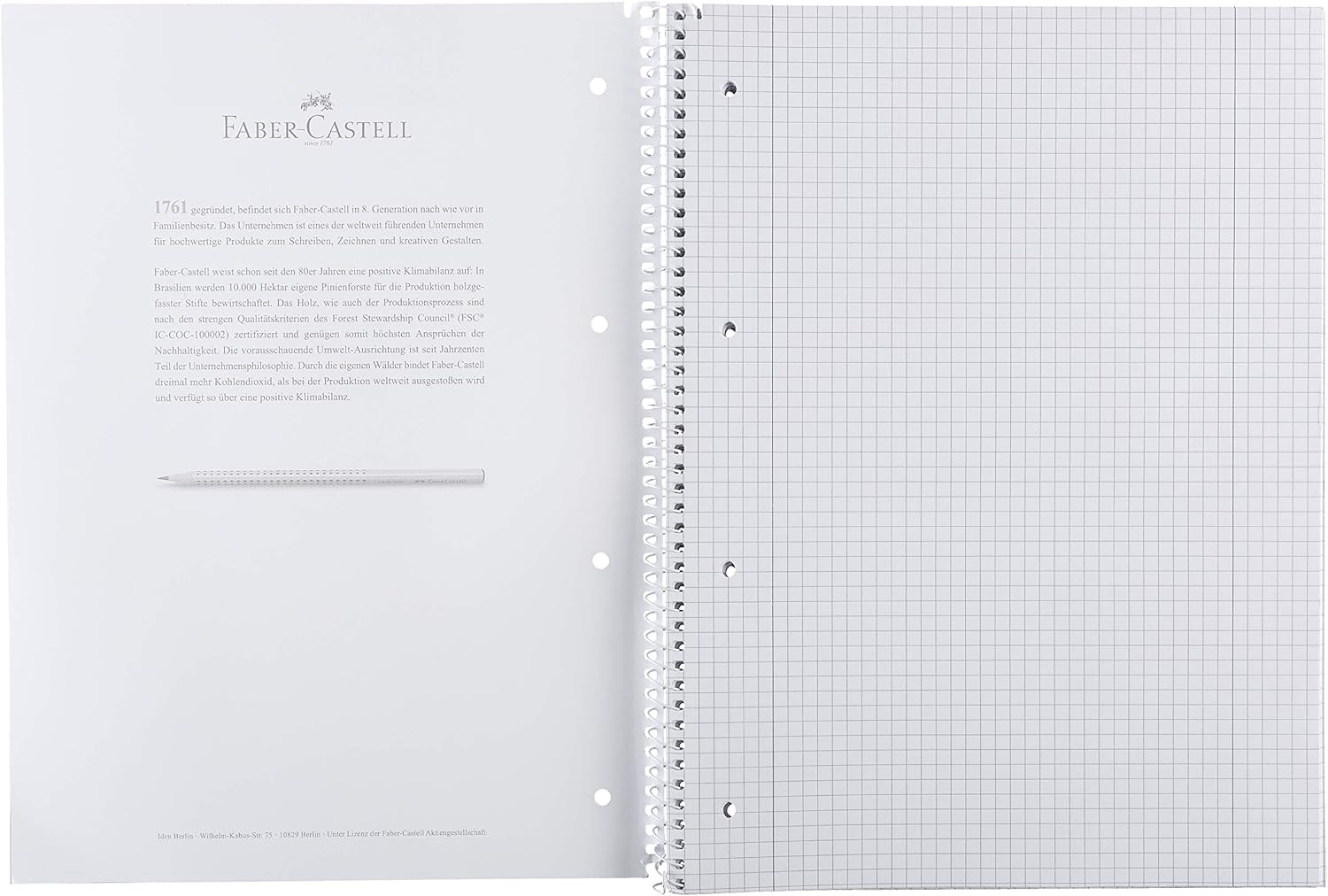 Faber Castell 10419 College Notepad DIN A4 80 Sheets / 90 g/m² FSC Mix Certified Fine Wood- Writing Paper Made in Germany Chequered Edge on Both Sides Pack of 1 - Image 3