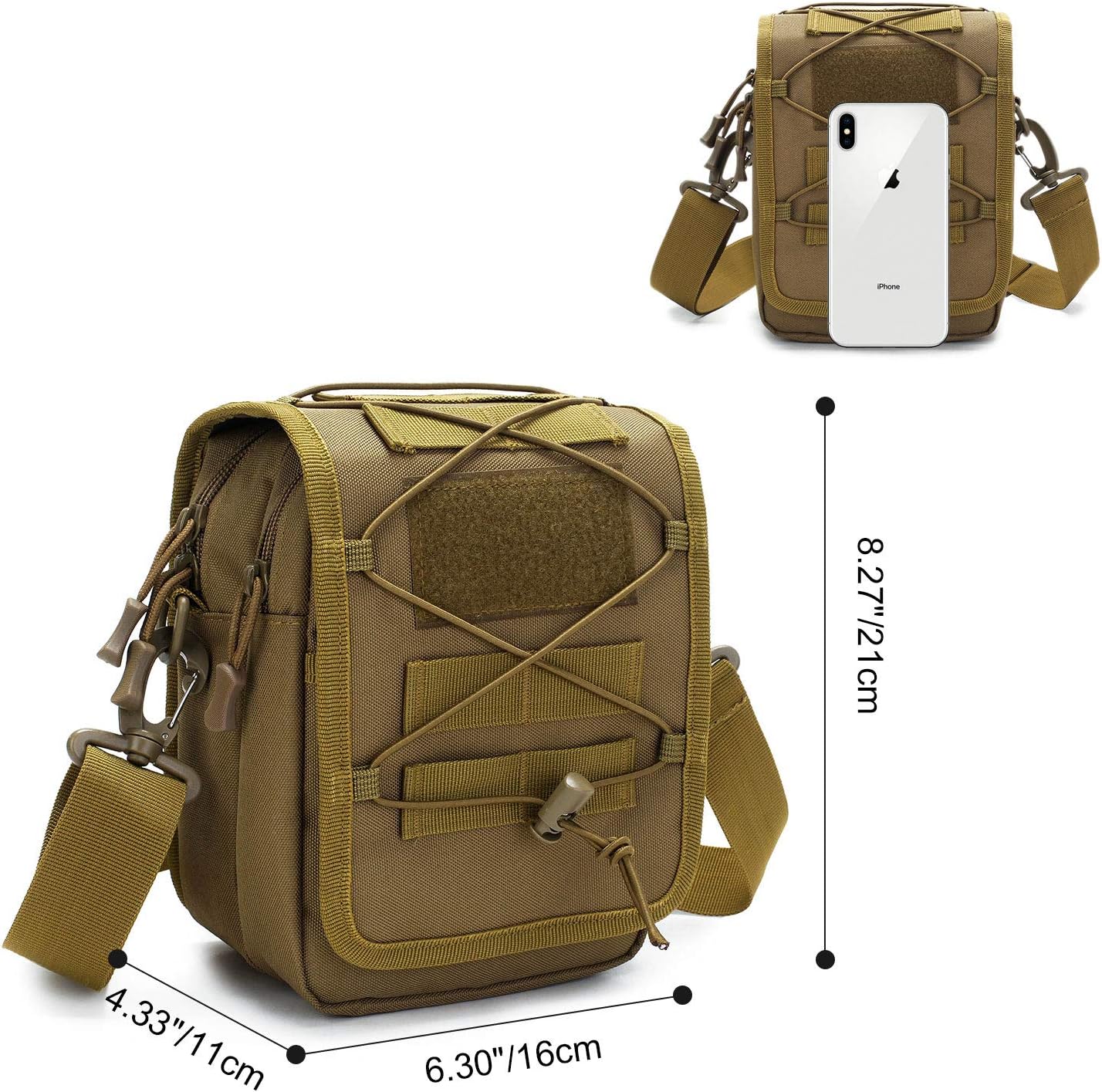 HUNTVP Messenger Bag Tactical Cross Body Bag Men Military Shoulder Bags Laptop Pack for Men Women Work Travelling Camping Hiking Outdoor (Black/Brown/Grey/Green) - Image 4