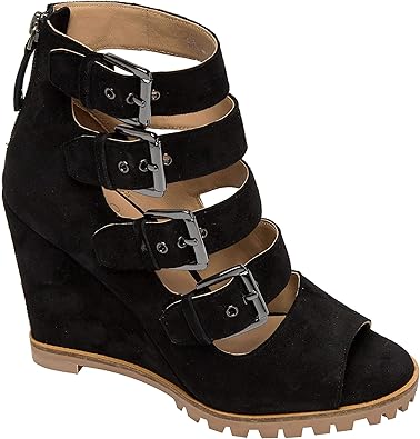 strappy peep toe booties