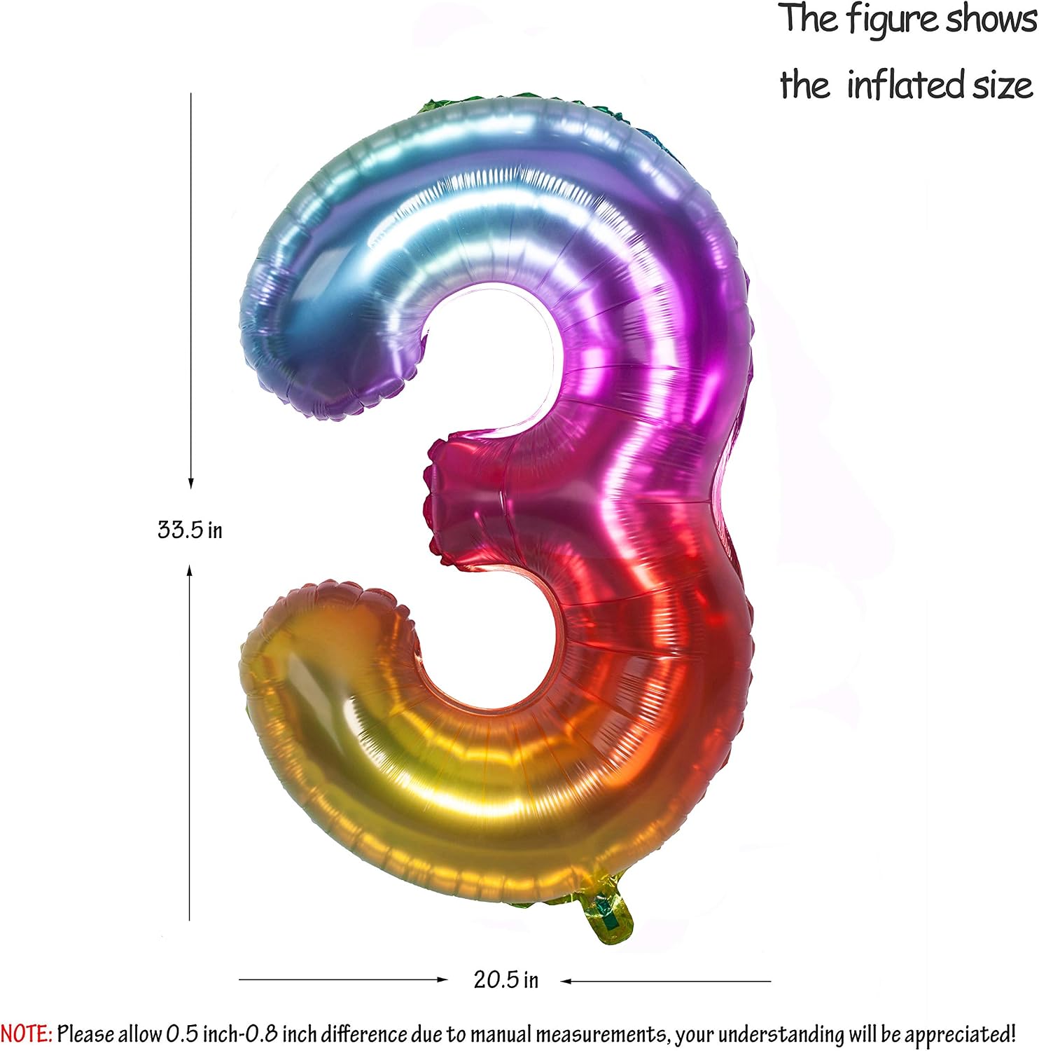 40 Inch Jelly Large Number Balloons Mylar Foil Big Number 3 Giant Helium Balloon Birthday Party Decoration - Image 3