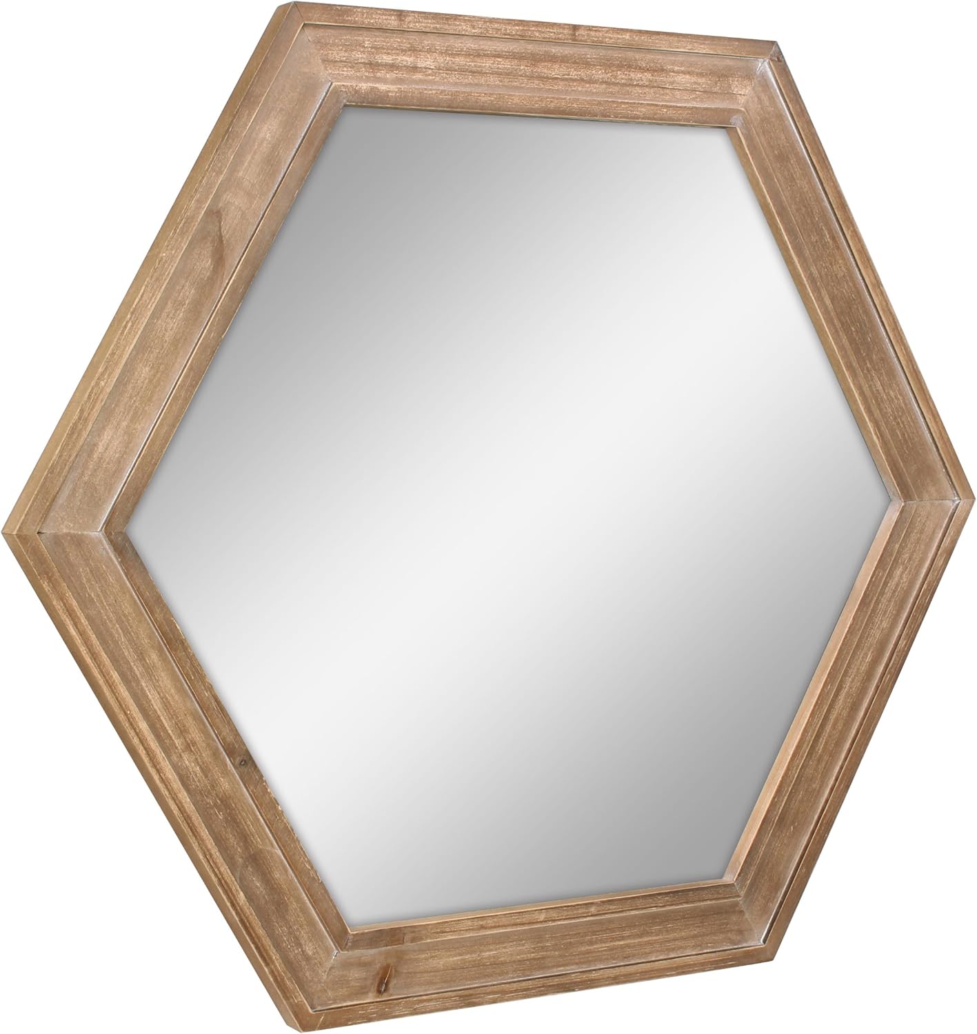 Stonebriar Decorative 24" Hexagon Hanging Wall Mirror with Natural Wood Frame and Attached Hanging Bracket, Rustic Farmhouse Decor for the Living Room, Bathroom, Bedroom, and Entryway: Home & Kitchen