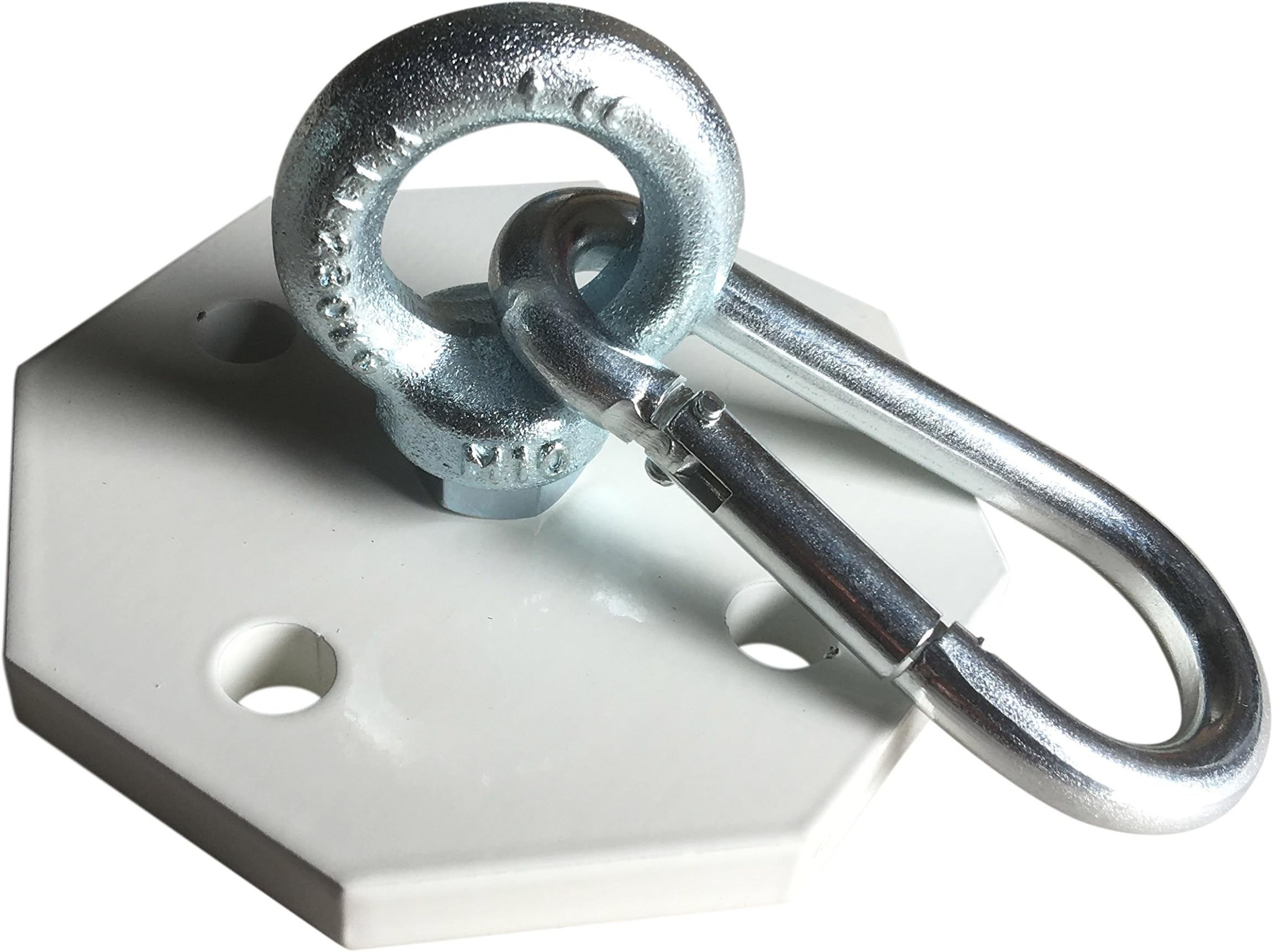 Professional Punch Bag Holder "The Octagon" in White, incl. Carabiner hook and galvanised ring eyelet.