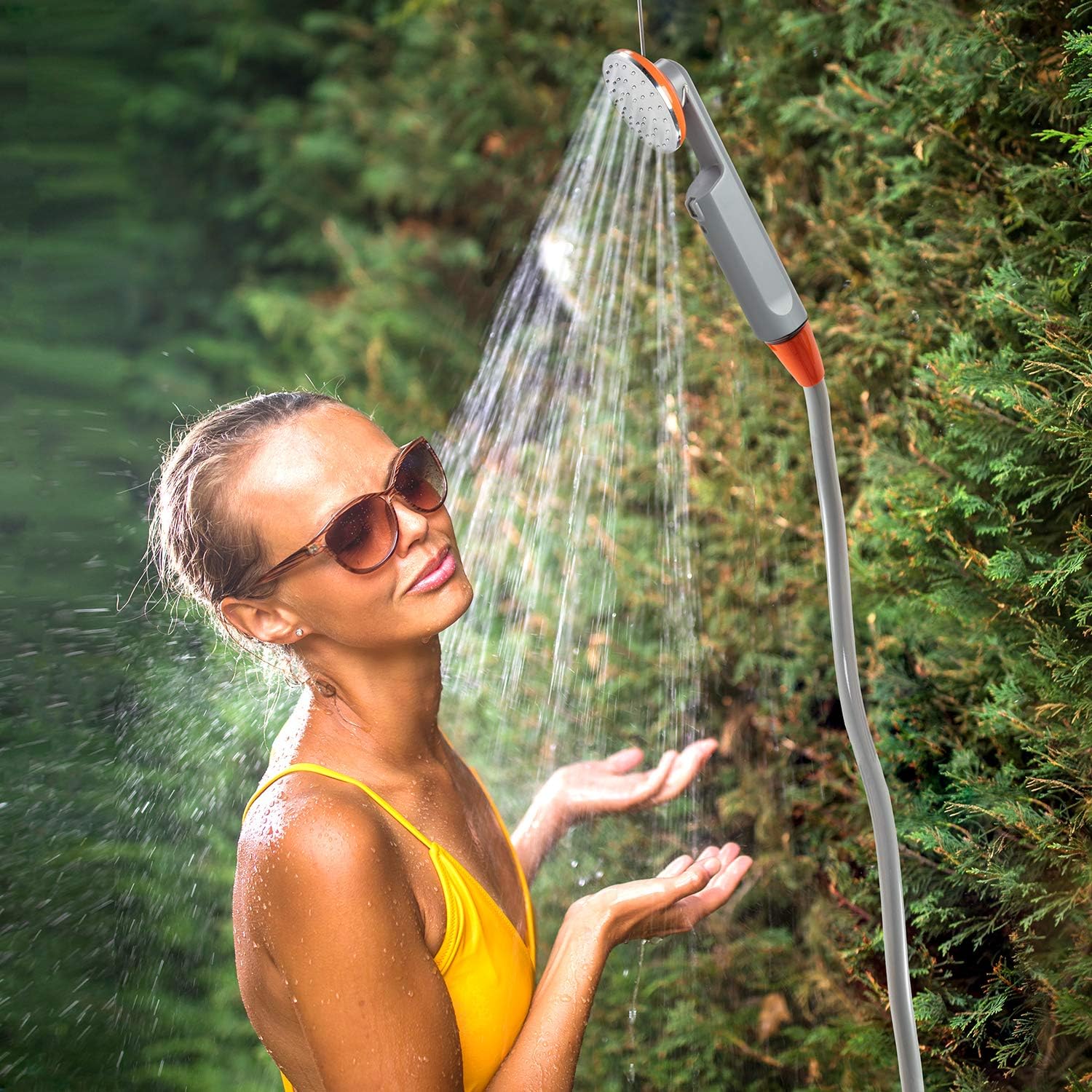 Ivation Portable Camping Shower | Compact Handheld & Hands-Free Rechargeable Outdoor Shower Head & Cleaning System w/ 3.7V Pump, 6-Ft Hose, Bidet Head, Removable Filter, Multiuse Hook & USB Cable : Sports & Outdoors