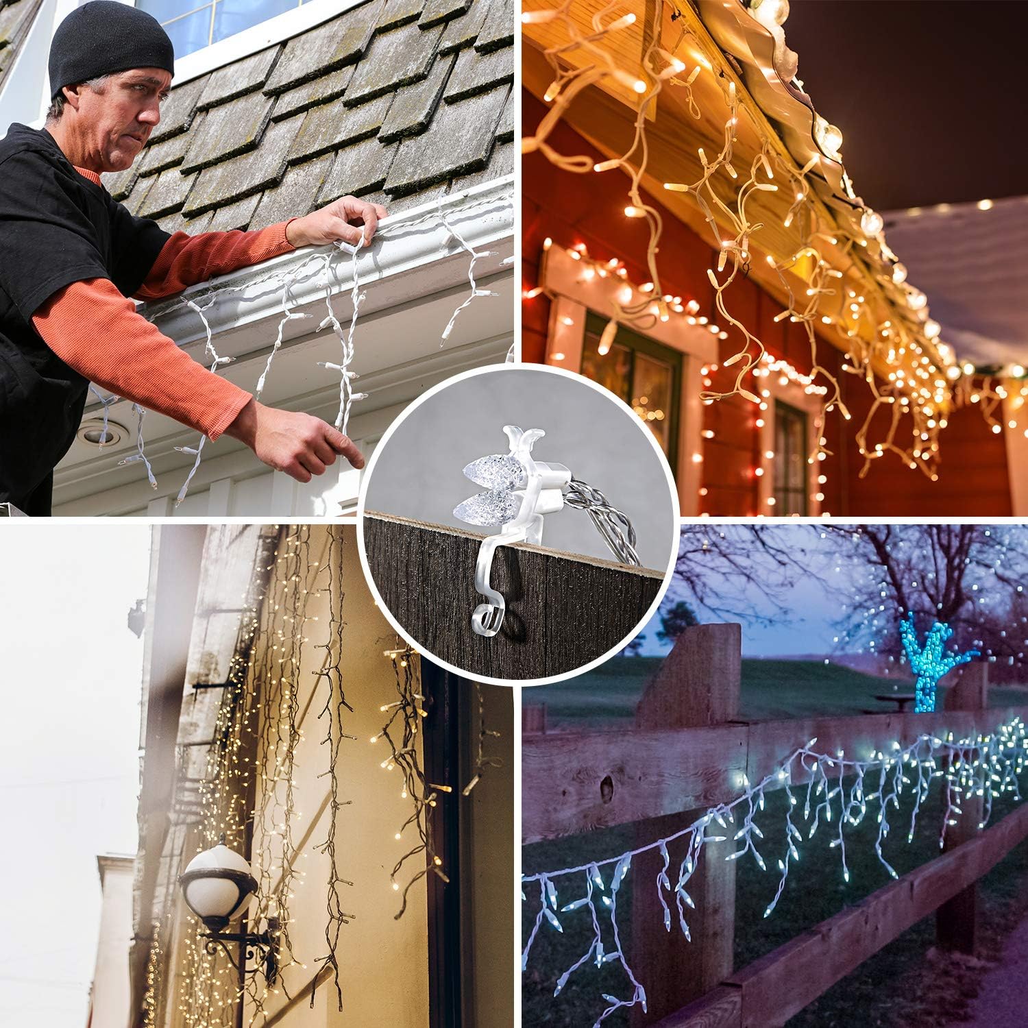 Blulu 60 Pcs Light Clips Hooks, Gutter Clips, Christmas Shingle Clips Outdoor - Image 3