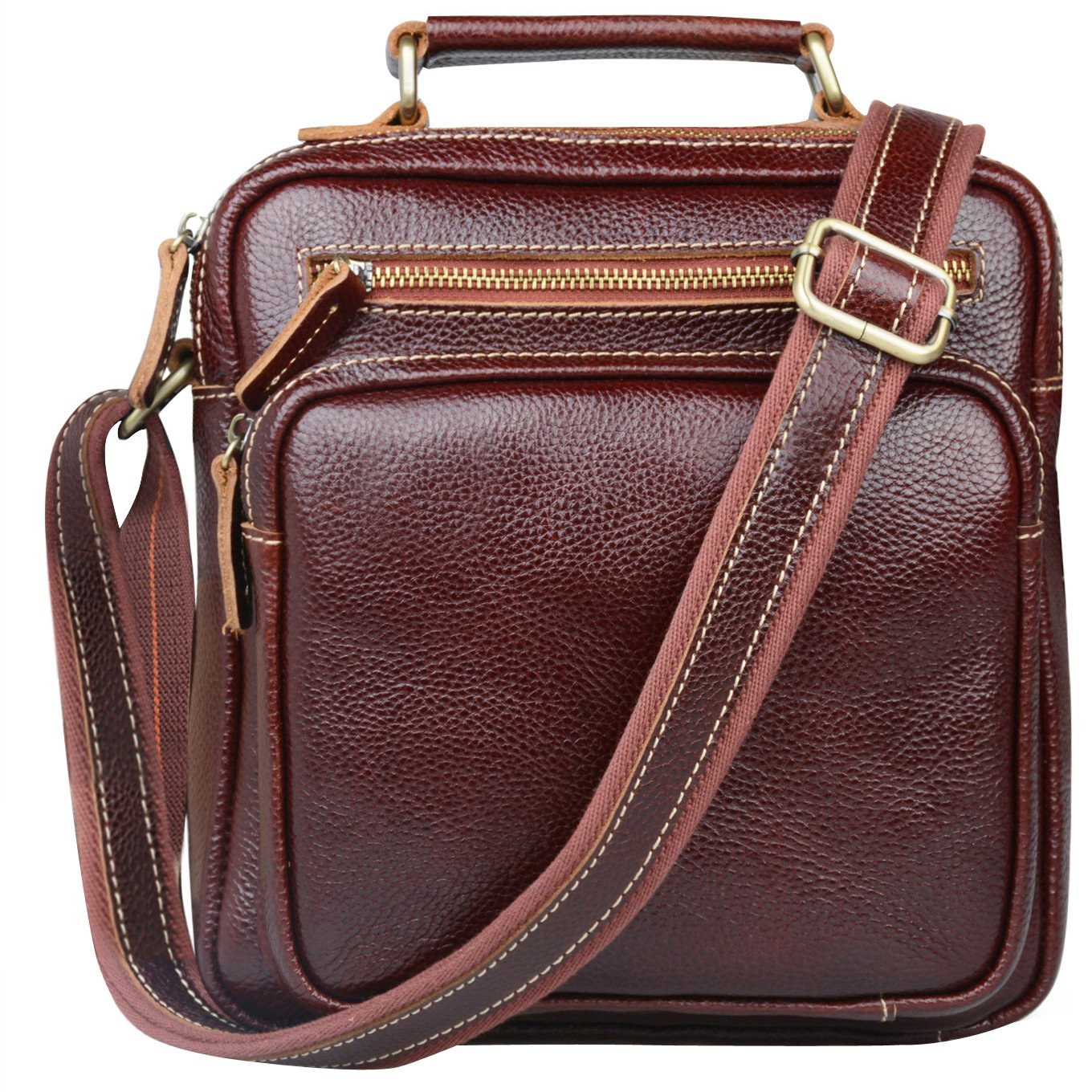 Jack&Chris Men's Retro Leather Soft Shoulder Strap Messenger Bag Ipad