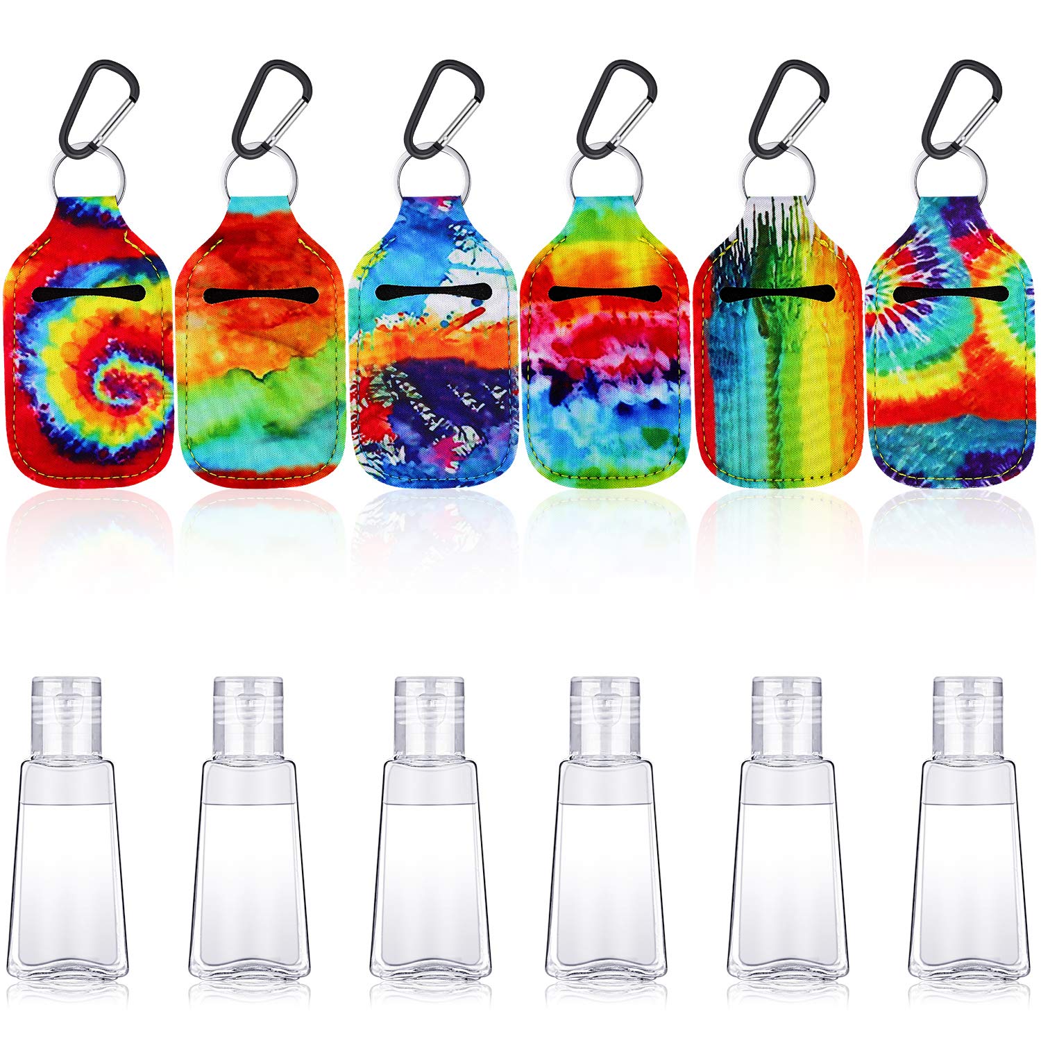 18 Pieces Empty Travel Bottle Keychain Holders Set