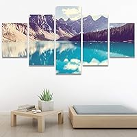 SIGNWIN 5 Panel Canvas Wall Art Modern Art Dramatic Farmhouse/Country Mountain Multicolor Nature Photography for Home Decorations Ready to Hang - 60