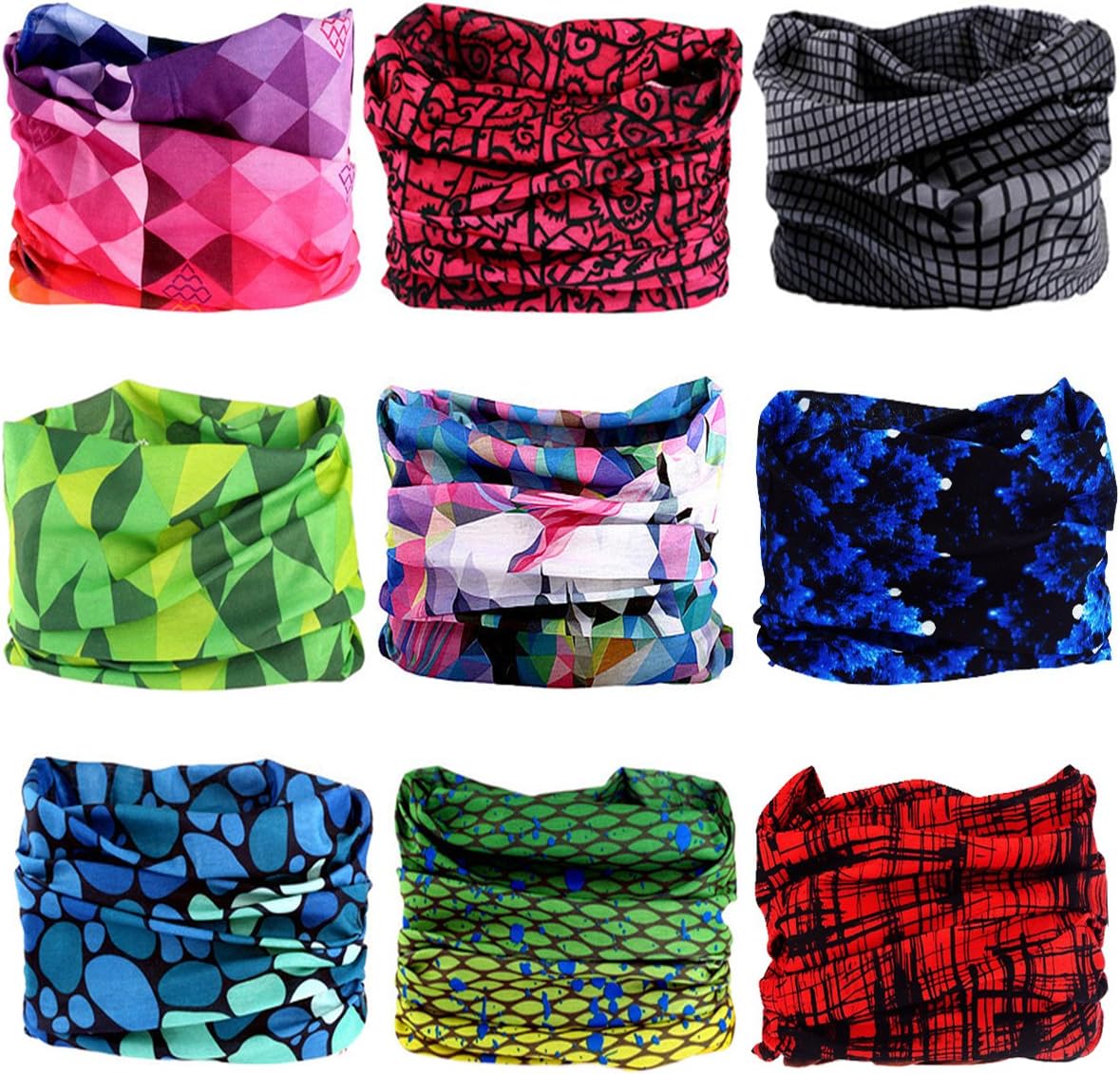 EKLOEN 12PCS/9PCS/6PCS Multifunctional Headband Magic Mask Scarf