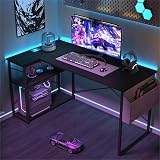 BEXEVUE L Shaped Gaming Desk 100x70 cm with Reversible Storage Shelves Black view 6