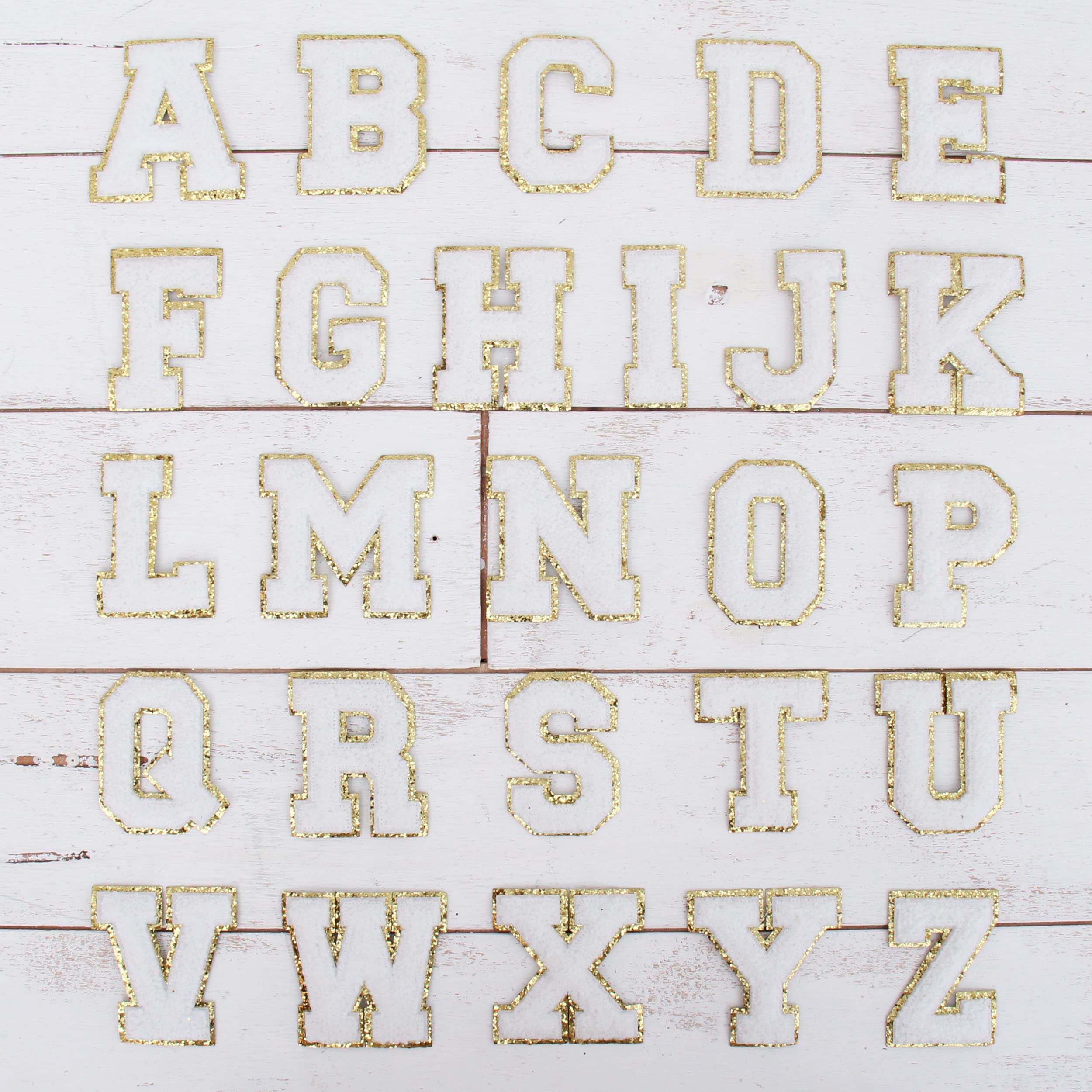 26 Letter Pack Chenille Iron On Glitter Varsity Letter 8cm Tall 26 ...