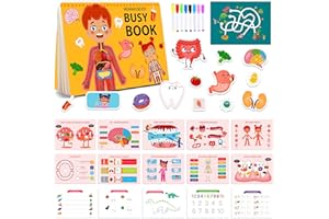 BELLOCHIDDO Montessori Busy Book for Toddlers-Preschool Learning Activities Books,Newest Body Themes Busy Quiet Book,Early Educational Autism Sensory Travel Toys Gifts for Kids Ages 1-3 2-4 3-5 4-8