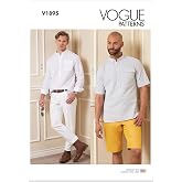 Vogue Men's Semi-Fitted Shirt, Shorts, and Mid-Rise Jeans Sewing Pattern Kit, Design Code V1895, Sizes 34-36-38-40