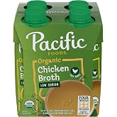 Pacific Foods Low Sodium Organic Free-Range Chicken Broth, 8 oz Carton (4 Pack)