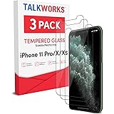 TALK WORKS iPhone 11 Pro Screen Protector (Also Fits iPhone Xs, iPhone X) 3 Pack Tempered Glass Film Durable 0.33mm 9H Hardne