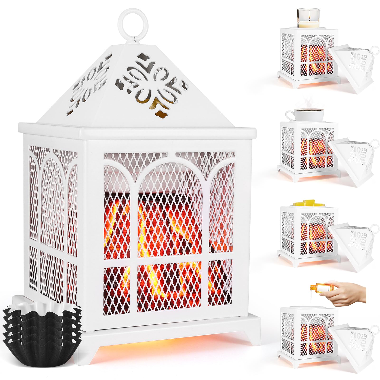 Wowlela 4 in 1 Electric Wax Warmer for Scented Wax Melts, Fragrance Oil, Scented Candles, Wax Melter Burner Fragrance Warmer with 5 Reusable Wax Melt Warmer Liners, for Home Office Gifts & Decor