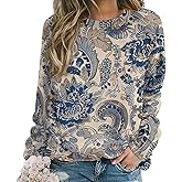 ZOCANIA Sweatshirts for Women Boho Floral Printed Sweatshirt Long Sleeve Casual FLower Graphic Pullover Tops Loose Shirts