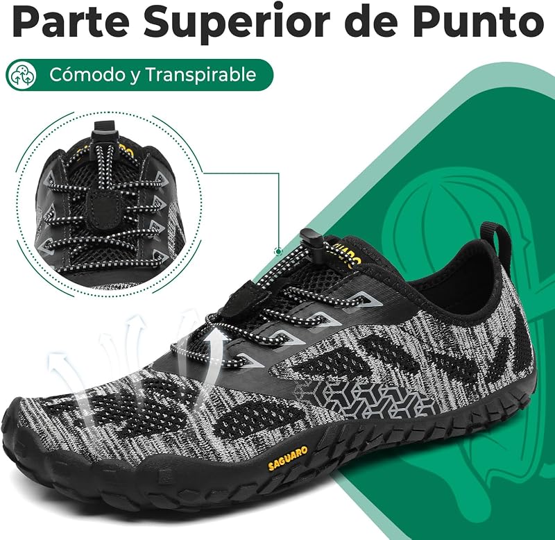 Barefoot Hombre Mujer Zapatillas Minimalistas Calzado Minimalistas Zapatillas de Trail Running Exterior Zapatos Barefoot Negro Humo,Gr.42