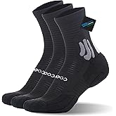 BRISIRA Coolmax Bamboo Viscose Compression Running Socks Quarter Crew Athletic Cushioned Breathable Anti Blister&Sweat&Odor