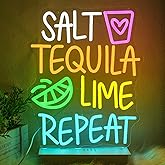 Xixkilly Tequila Neon Sign for Wall Decor Salt Bar Neon Light Tequila Lime Repeat LED Neon Sign Colorful Letter Neon Light Up Sign for Bar Shop Man Cave Kitchen Decoration