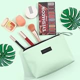 Maange Small Cosmetic Bag 2 Pcs Green Blue PU Leather Travel Pouch with Handle view 6