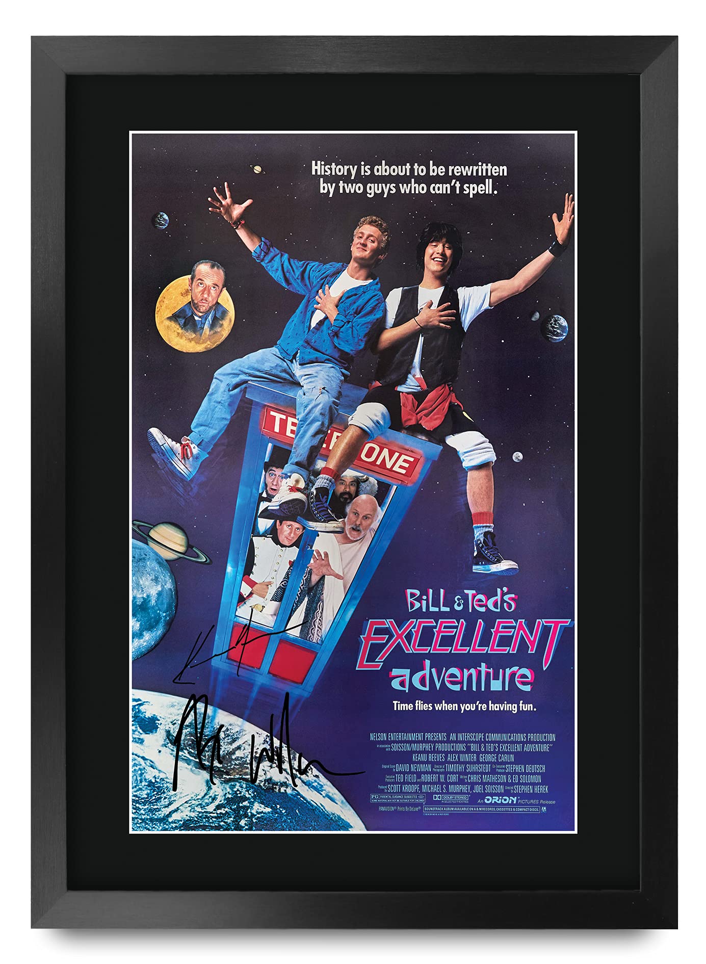 HWC Trading FR A3 Bill & Ted's Excellent Adventure Keanu Reeves, Alex Winter Gifts Printed Poster Signed Autograph Picture for Movie Memorabilia Fans - A3 Framed